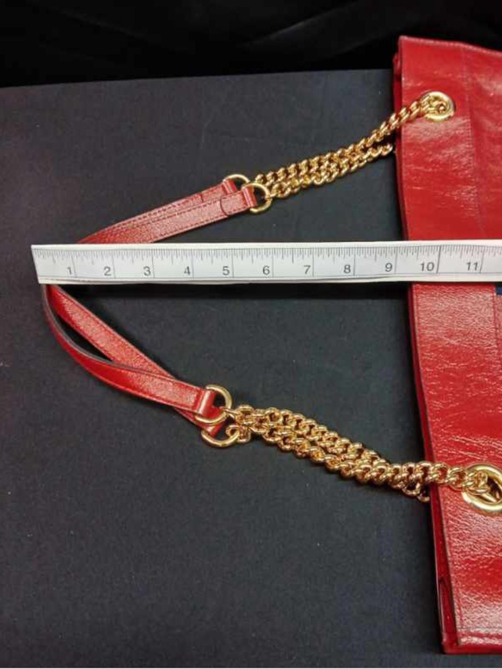 Gucci Rajah Tote w/accessory bag, Red leather, Navy & Gold trim w/enamel tiger❤️ - Picture 6 of 9